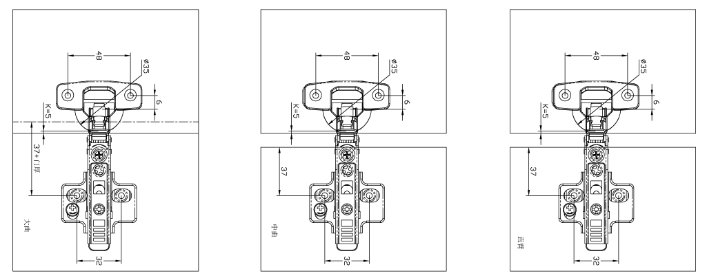 CH-K201 4D Hinge Installation Drawing