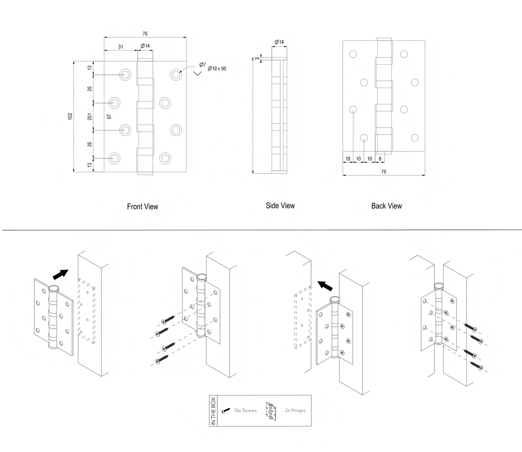 DH-A011 Bearing Hinge Mounting Guide DH-A011 Bearing Hinge