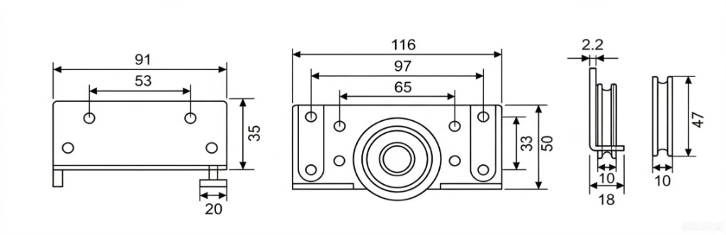 DF-C005 Door Roller Dimensions