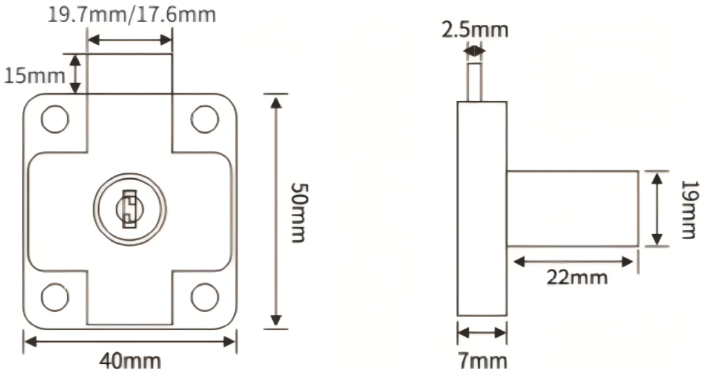 FL-CD03 Furniture Lock Dimension Drawing